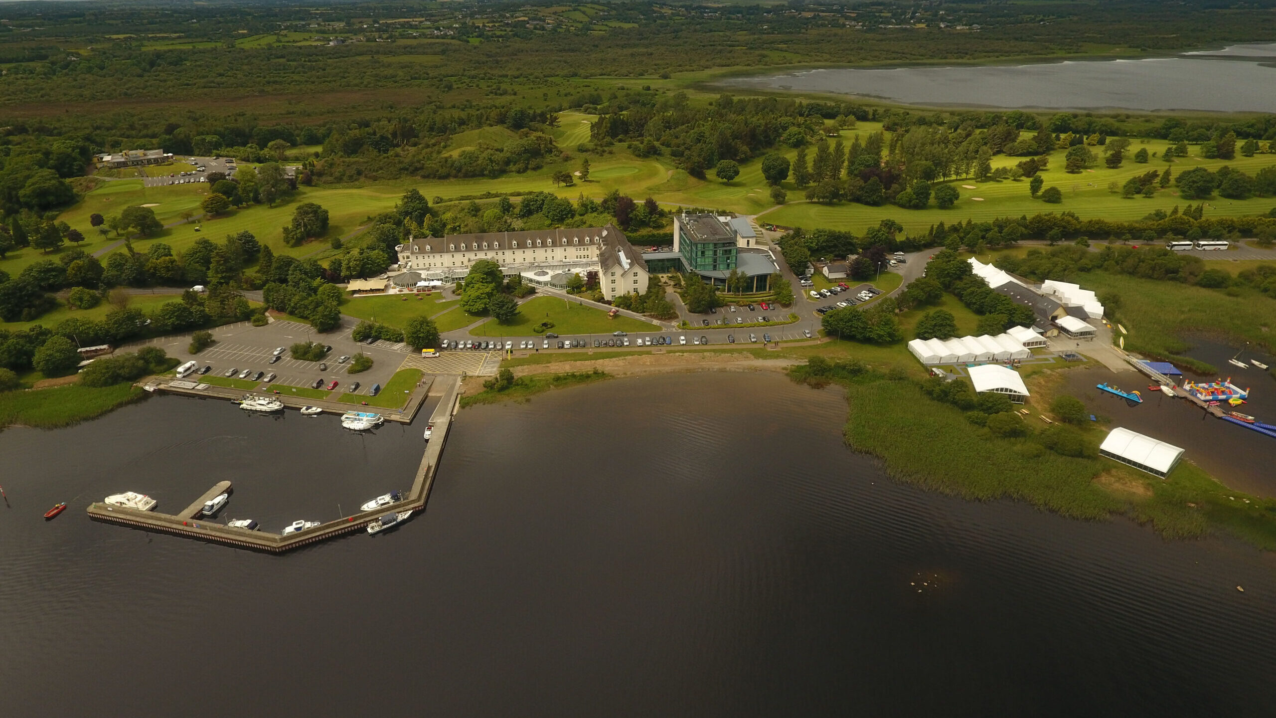 Aerial view of Hodson Bay Hotel in Athlone, Ireland. Photo by Dougie Farrelly, Silverscreen.ie