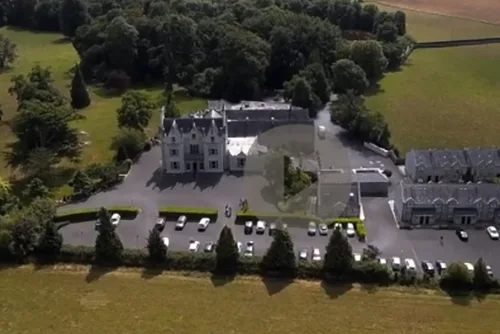 Aerial view of Ballykealey House wedding venue in County Carlow, Ireland