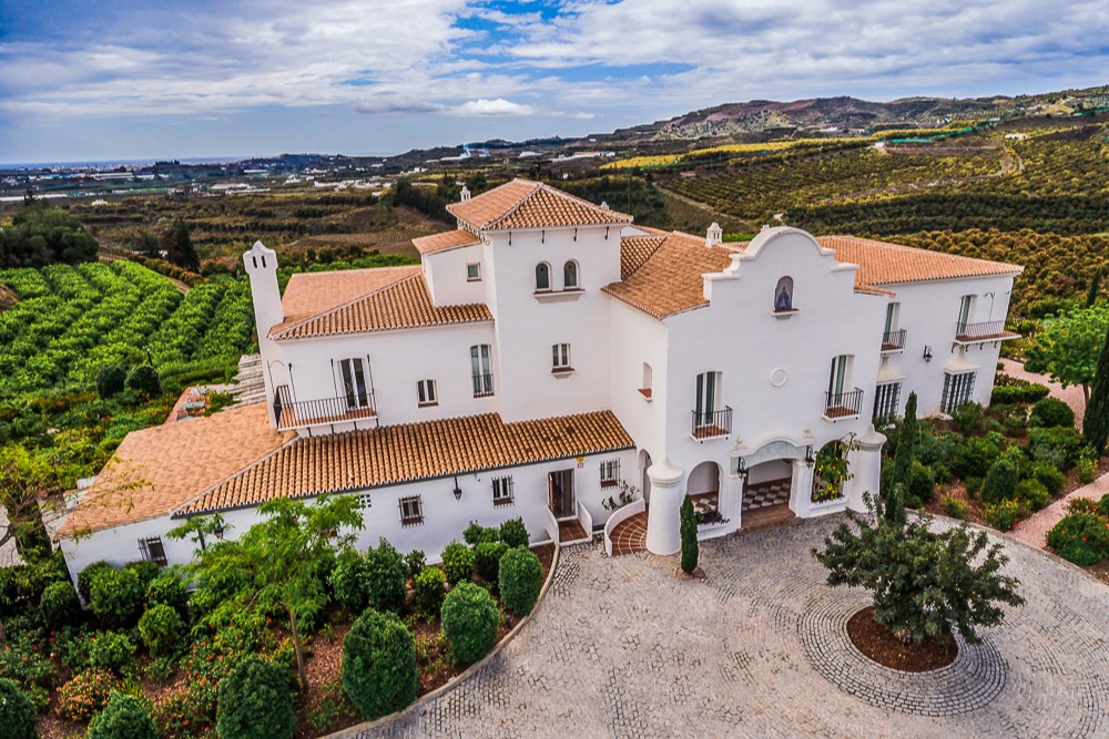 Aerial view of BBou Hotel Cortijo Bravo in Vélez Málaga Costa del Sol showing hotel and surrounding countryside