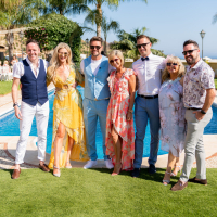 Tom Neville, Jenny Dixon, Keith Duffy, Lisa Smith and guests celebrating poolside at Cortijo Maria Luisa in Nerja, Spain. Tom Neville, Jenny Dixon, Keith Duffy, Lisa Smith and guests by the pool at Cortijo Maria Luisa in Nerja, Spain – captured by Silverscreen Photography silverscreen.ie