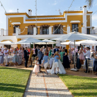 Moments of pure joy unfold as wedding guests celebrate with the bride and groom at the exclusive Cortijo Maria Luisa in Nerja, Spain. Dougie Farrelly, a highly recommended Irish Professional Wedding Photographer, expertly captures the magic of this celebration in collaboration with Silverscreen Film & Photograph Wedding guests celebrating with the bride and groom at the private and exclusive Cortijo Maria Luisa in Nerja, Spain. Photo by Dougie Farrelly, renowned Irish Professional Wedding Photographer. Collaboration with Silverscreen Film & Photography